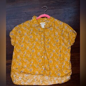 Rachel Zoe women’s 100% linen floral button down blouse